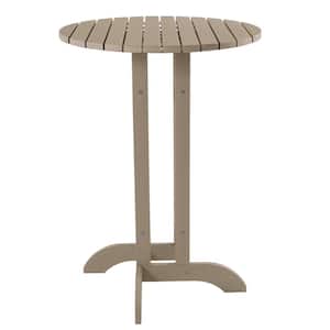 Woodland Brown 30 in. Recycled Plastic Round Bar Dining Table