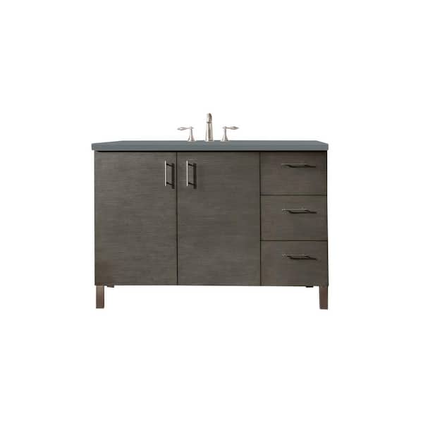 James Martin Vanities Metropolitan 48 in. W x 23.5 in. D x 33.8 in. H Bathroom Vanity in Silver Oak with Cala Blue Quartz Top