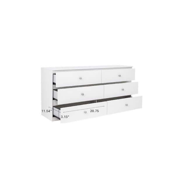 AndMakers White Titanium 6-Drawer 47 in. Wide Chest of Drawers PWS
