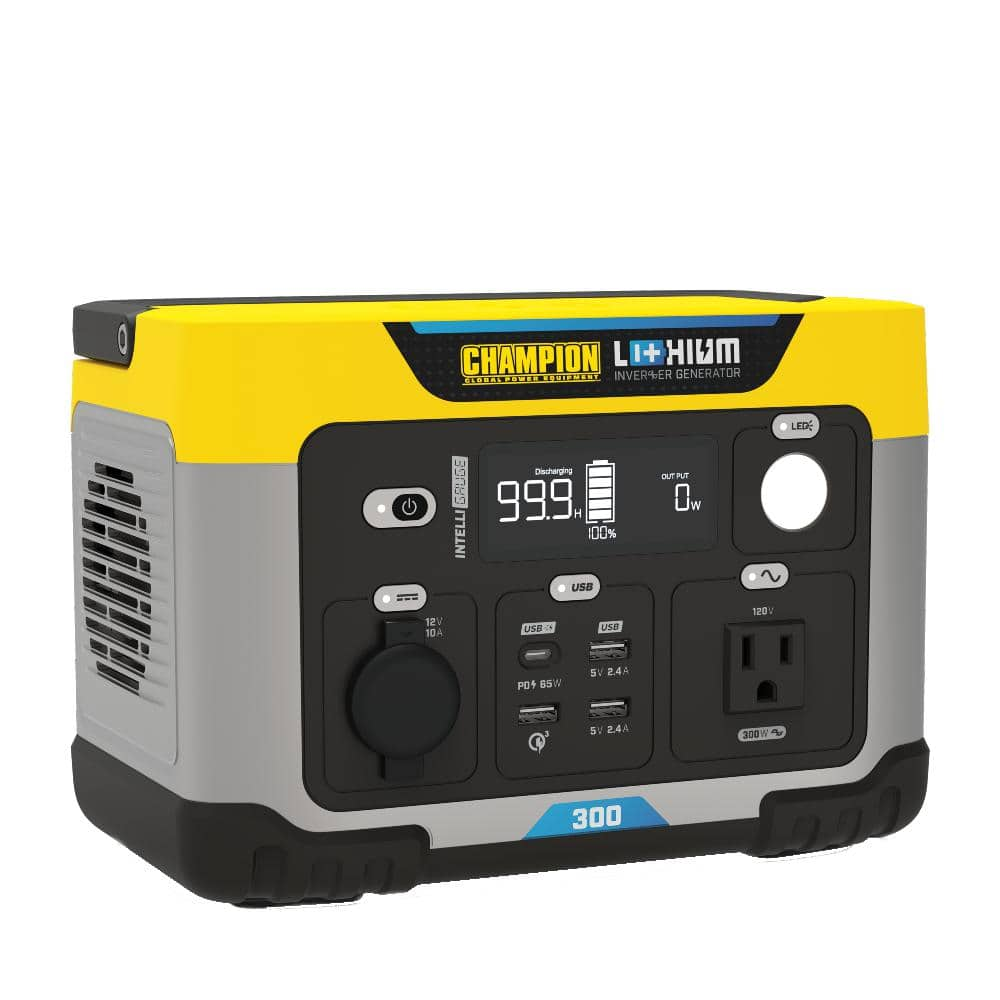 Champion Power Equipment 285-Wh Power Station 600/300-Watt Portable Lithium-Ion Battery Solar Generator