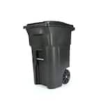 64 Gallon Greenstone Outdoor Trash Can with Wheels and Attached Lid
