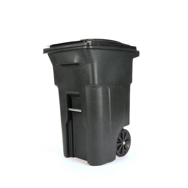 Toter 64 Gallon Greenstone Outdoor Trash Can with Wheels and Attached Lid