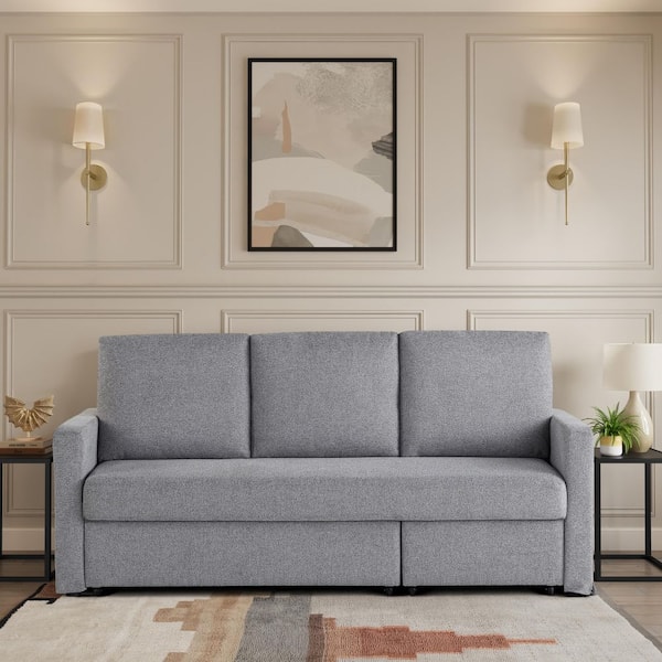 Serta Mia 83.9 in. Light Gray Woven Polyester King Size Sofa Bed