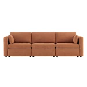 Rhea 112.6 in. Straight Arm Fabric Straight Sofa in Orange