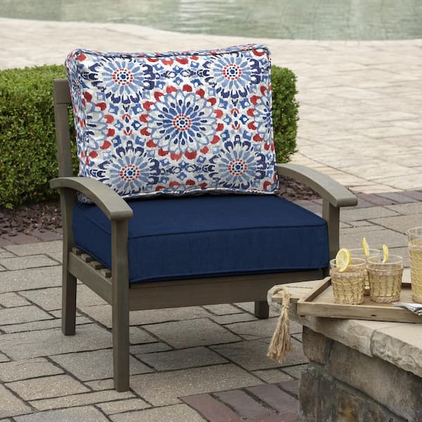 Sorra Home 23 in. x 27 in. Deep Seating Outdoor Pillow and Cushion Set in Sakari Ink