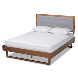 Baxton Studio Livinia Light Grey Ash Walnut Queen Platform Bed 164