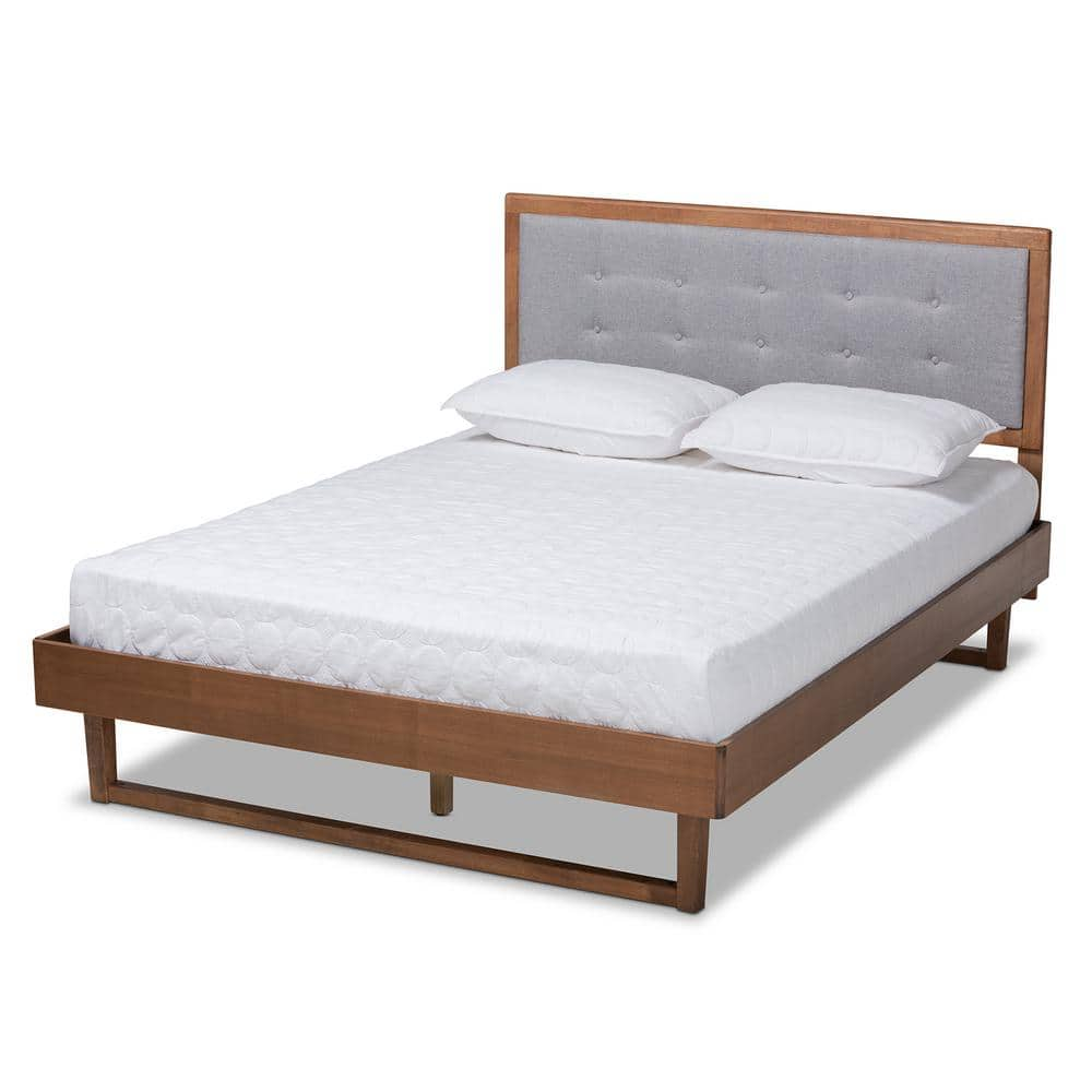 Baxton Studio Viviana Light Gray and Walnut King Platform Bed 167