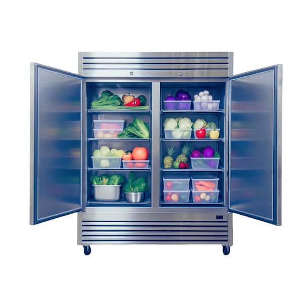 55in 47cu.ft. NSF Commercial Auto-Defrost Upright 2 Door Refrigerator in Stainless Steel