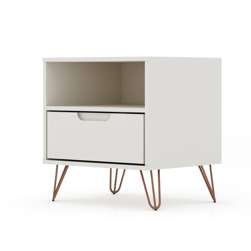 Set of 2 Gray Hairpin Leg 1-Drawer Nightstands