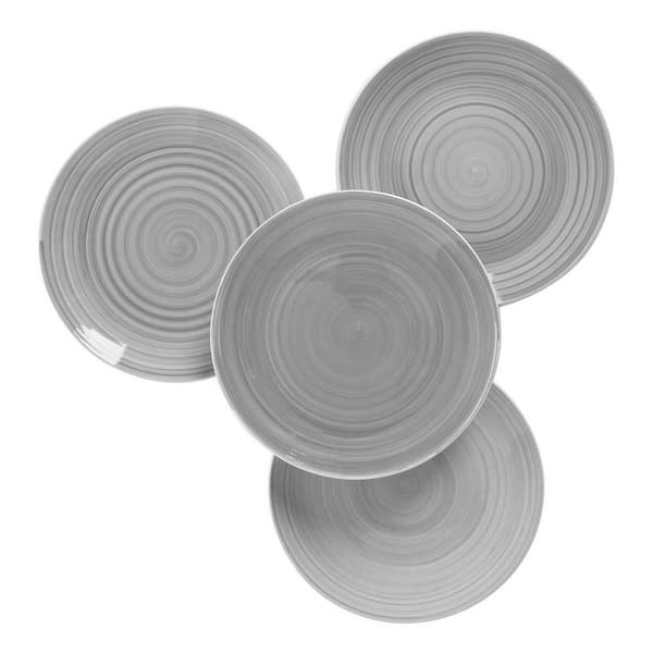 HOMETRENDS Crenshaw 4 Piece 7 25 In Round Ceramic Salad Plate Set In   Grey Salad Plates Dessert Plates 985120440m 64 600 