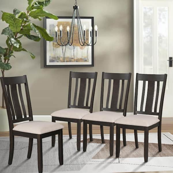 Maincraft Espresso Industrial Style Wood Dining Chairs with Ergonomic Design (Set of 4)