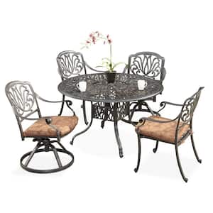 Capri 42 in. Charcoal Gray Round Cast Aluminum Outdoor Dining Table