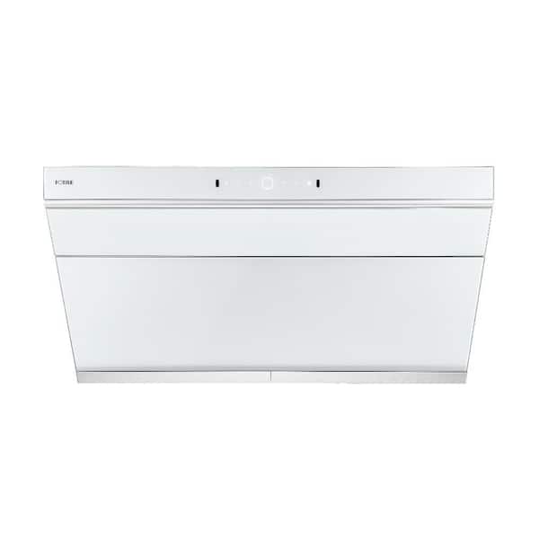 Fotile Slant Vent Series 30 in. Side Vent Range Hood with 4 Speed Settings,  1000 CFM, Ducted Venting & 2 LED Lights - White Glass