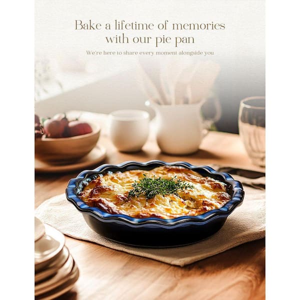 9 in. Deep Dish Ceramic Pie Pan with Reactive Glaze, Non-Stick