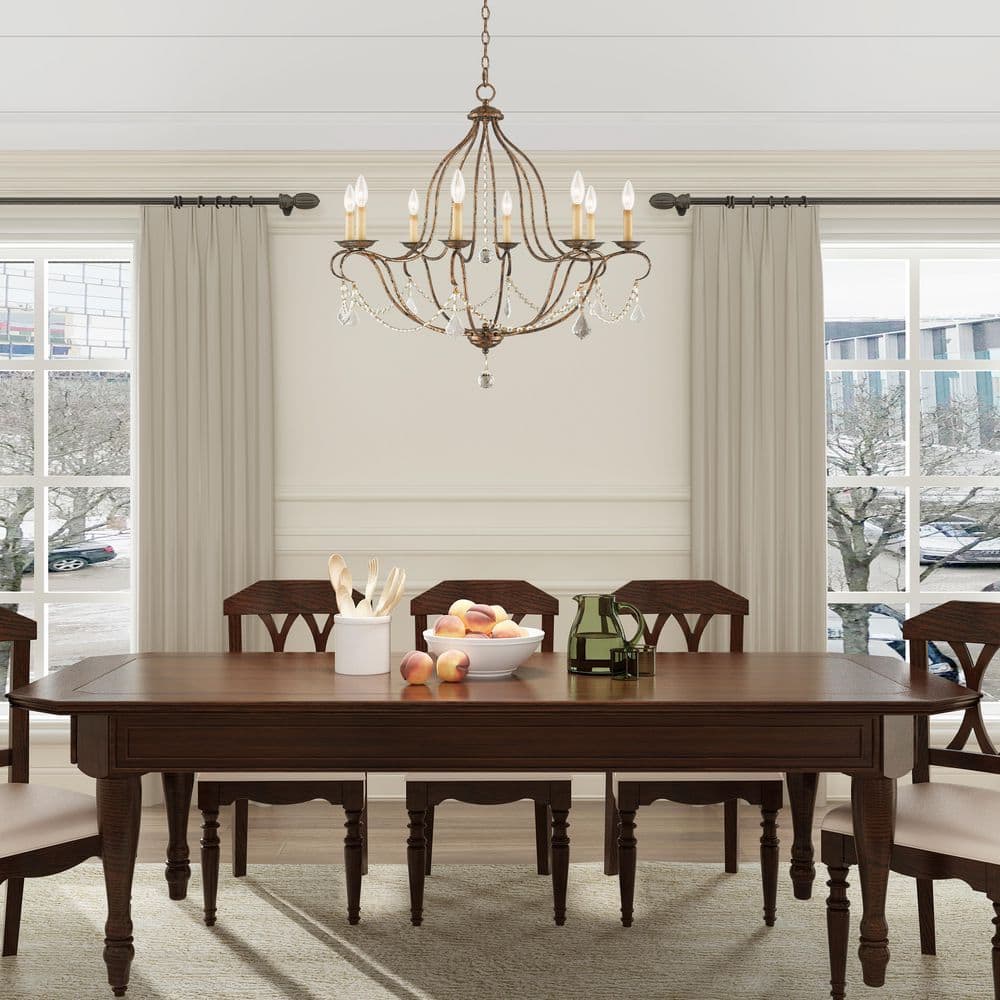Mini Venetian Golden Bronze 8-Light Candle Chandelier