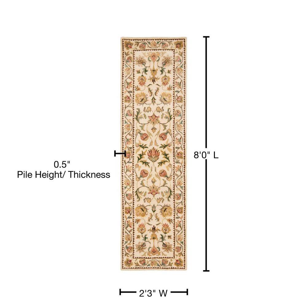 Elegant Ivory Hand-Tufted Wool Runner Rug 2'3" x 8'