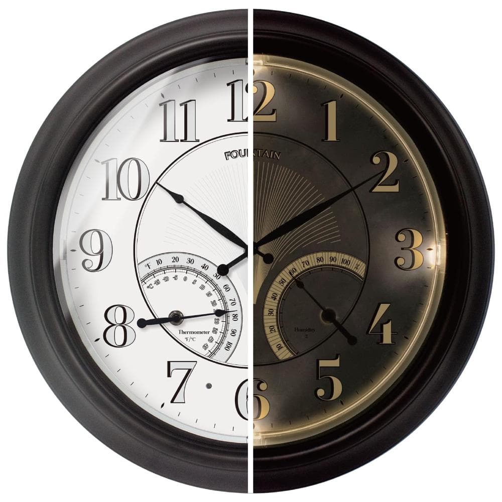 18 in. Outdoor Wall Clock with Smart Sensor Night Light, Thermometer and Hygrometer, Oil Rubbed Bronze Black price history on PriceWatchPro