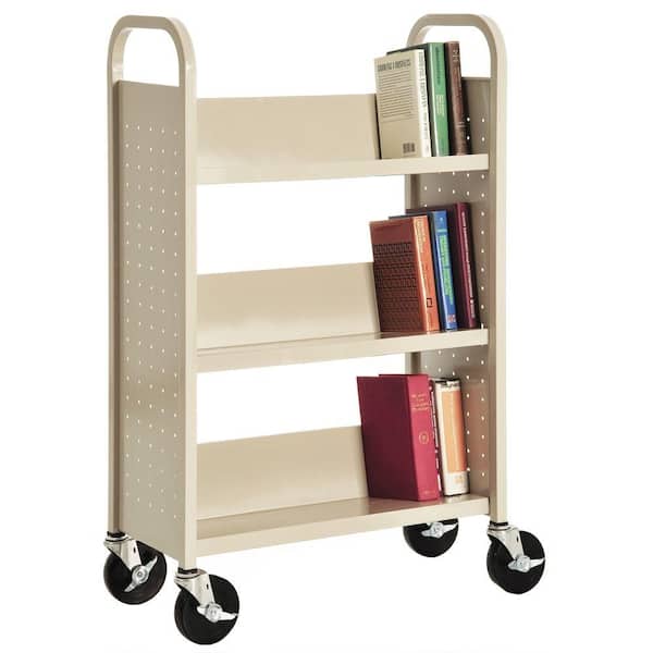 Sandusky 46 in. Putty Metal 3-shelf Cart Bookcase with Locking