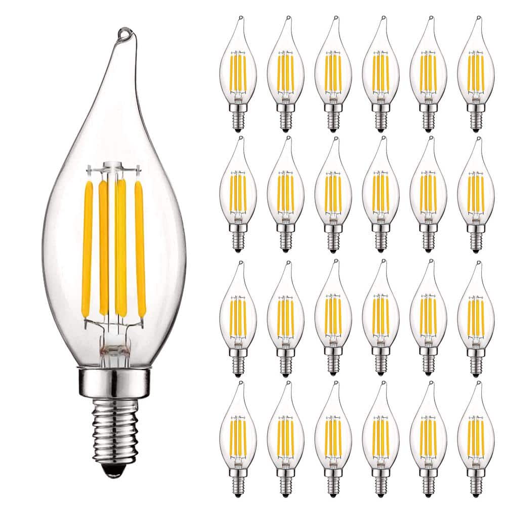 Clear Dimmable LED Candelabra Light Bulbs, 24-Pack