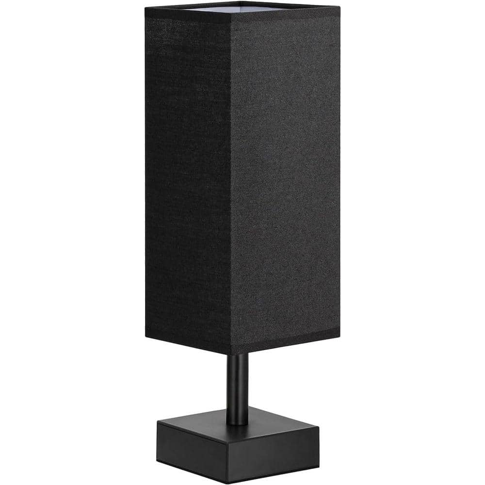 Etokfoks 13.2 in. Black Minimalist Small Table Lamp for Bedroom with