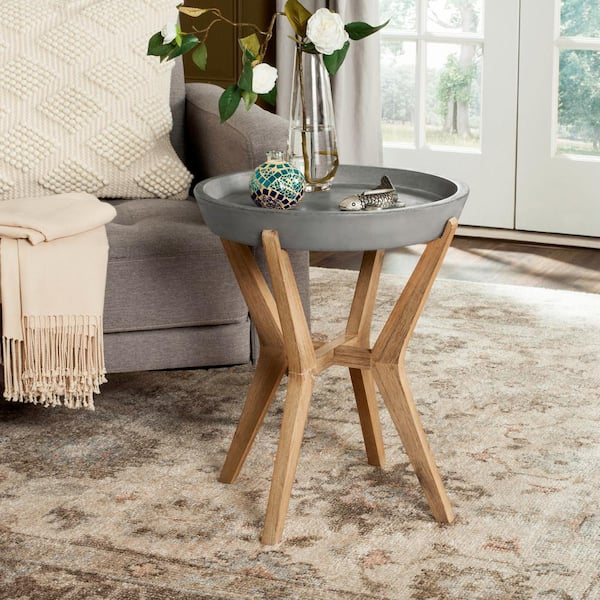 Celeste Dark Gray Round Wood Indoor/Outdoor Side Table