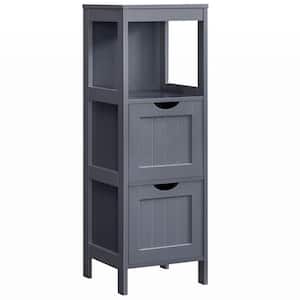 11.8 in. W x 11.8 in. D x 35.1 in. H Gray Bathroom Storage Linen Cabinet with 2 Drawers