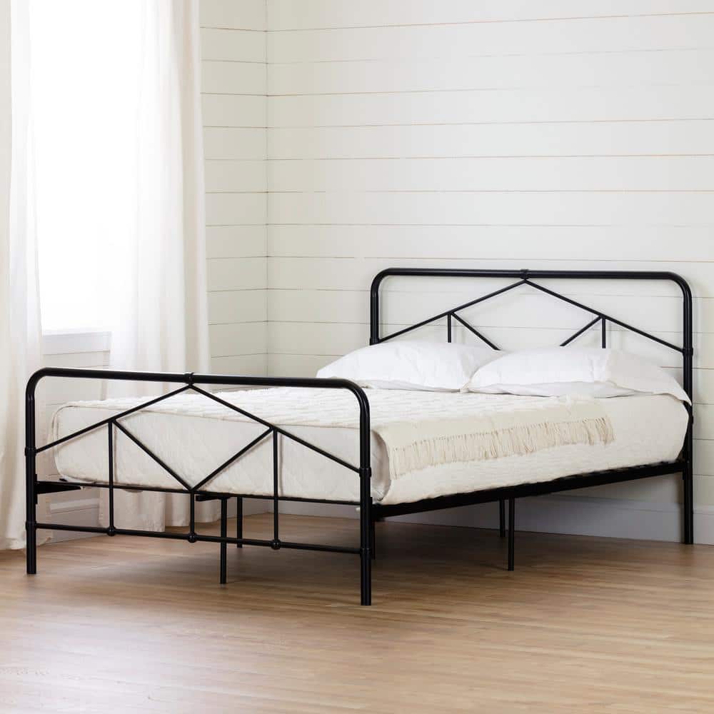 Sazena Queen Black Metal Geometric Platform Bed Frame