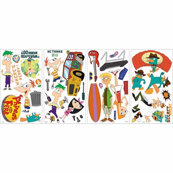 RoomMates 5 in. x 11.5 in. Phineas and Ferb Peel and Stick Wall Decals (37-Piece)