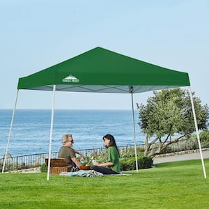 10 ft. W x 10 ft. D Slant Leg Pop-up Canopy Tent Easy 1-Person Setup Instant Outdoor Canopy Folding Shelter in Green