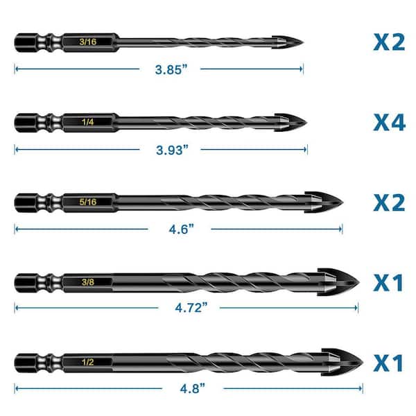 Urgrade] Mgtgbao 10pc 8MM Masonry Drill Bits, 5/16 Concrete Drill Bit Set for Tile,Brick, Plastic and Wood,Tungsten Carbide Tip Best for Wall Mirror and Ceramic Tile