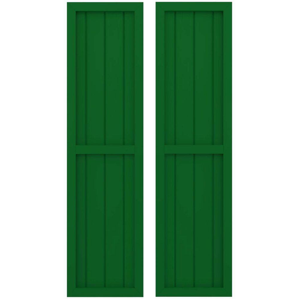 14-in W x 64-in H Americraft 4 Board Exterior Real Wood Two Equal Panel Framed Board and Batten Shutters Viridian Green price history on PriceWatchPro