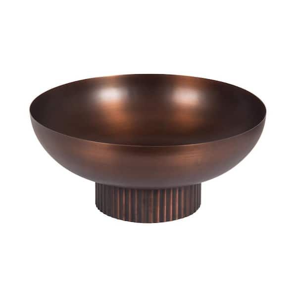 Rooks Bronze Round Metal 12 in. Decorative Bowl