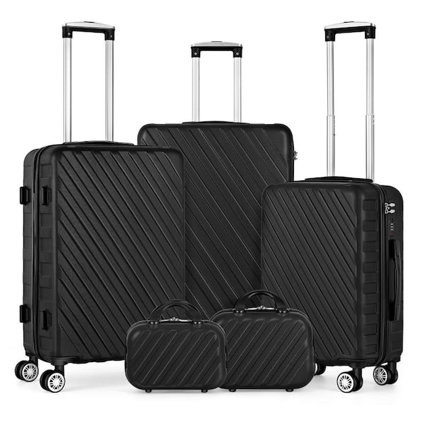 LONG VACATION Luggage Set 4 Piece Luggage Set ABS hardshell TSA Lock  Spinner Wheels Luggage Carry on Suitcase (WHITE-BROWN, 6 piece set)