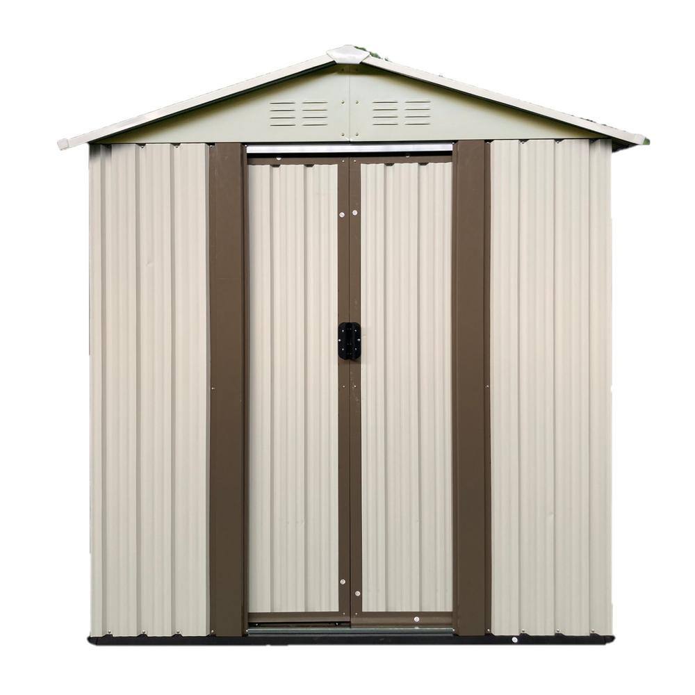 5 ft. W x 3 ft. D Outdoor Storage Garden Metal Shed White Roof (15 sq. ft. 