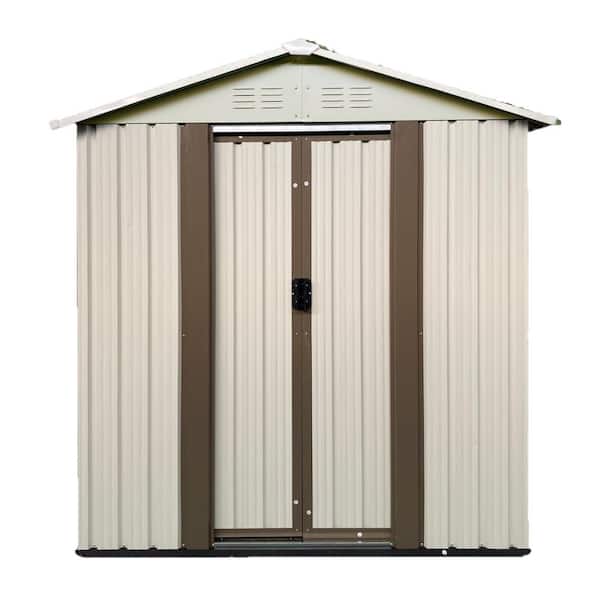 5 ft. W x 3 ft. D Outdoor Storage Garden Metal Shed White Roof (15 sq. ft. )