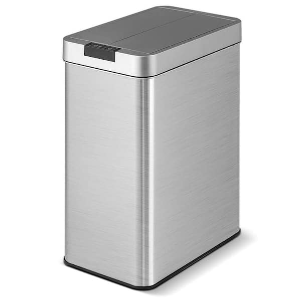 13.2 gal. Silver Metal Household Trash Can Touchless Lid