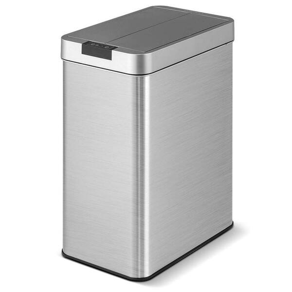 13.2 gal. Silver Metal Household Trash Can Touchless Lid