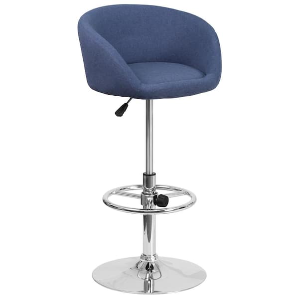 Flash Furniture 32 in. Adjustable Height Blue Cushioned Bar Stool ...