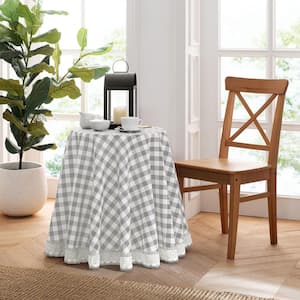 Buffalo Check 70 in. W x 70 in. L Grey Checkered Polyester/Cotton Round Tablecloth