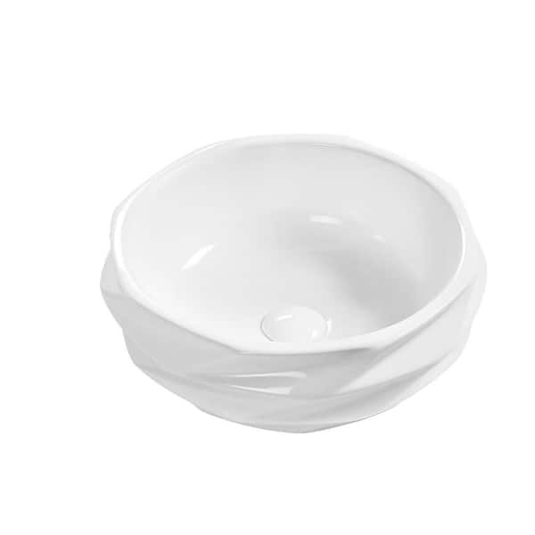 15.8 in. x 15.8 in. Vessel Bathroom Sink in White Ceramic with Drain
