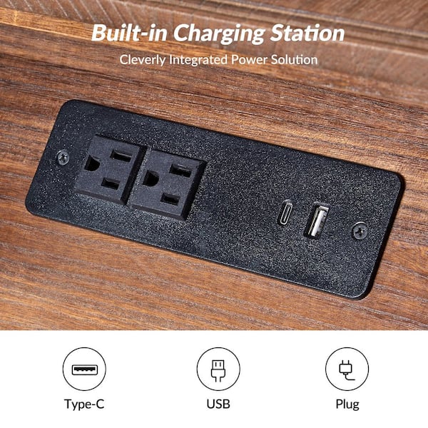 JAYDEN CREATION Jim Walnut Traditional 26 in. Tall Solid Wood End