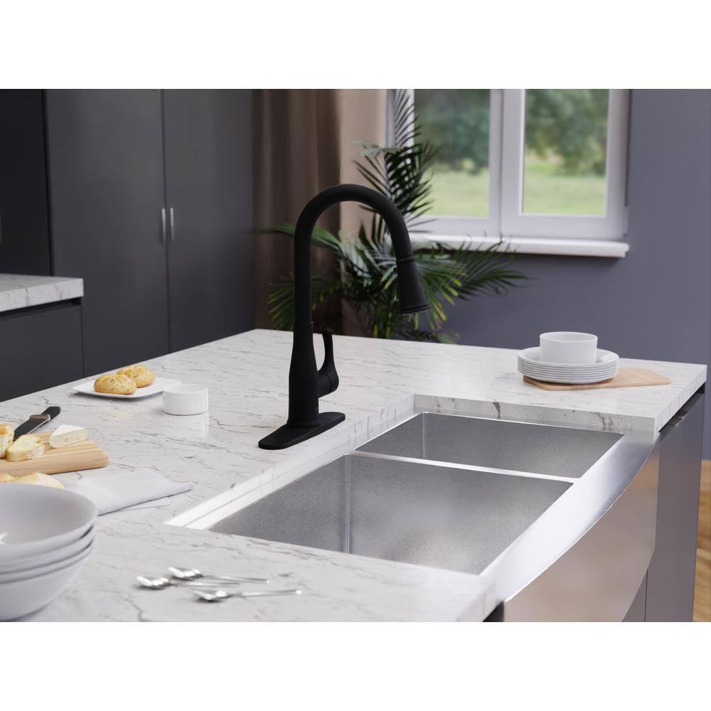 Matte Black Stainless Steel Touchless Pull-Down Kitchen Faucet
