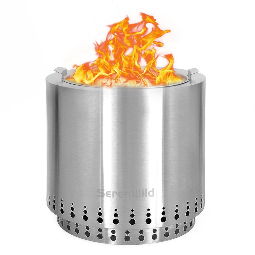 18.5 in. Smokeless Fire Pit Outdoor Wood Burning Portable Fire pit 304 Stainless Steel with Stand Cover for Backyard