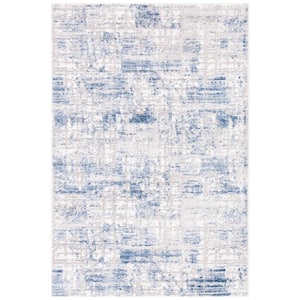 Amelia Blue/Gray Doormat 3 ft. x 5 ft. Distressed Geometric Area Rug