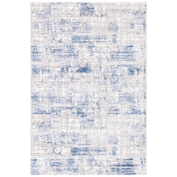 SAFAVIEH Amelia Blue/Gray Doormat 3 ft. x 5 ft. Distressed Geometric Area Rug