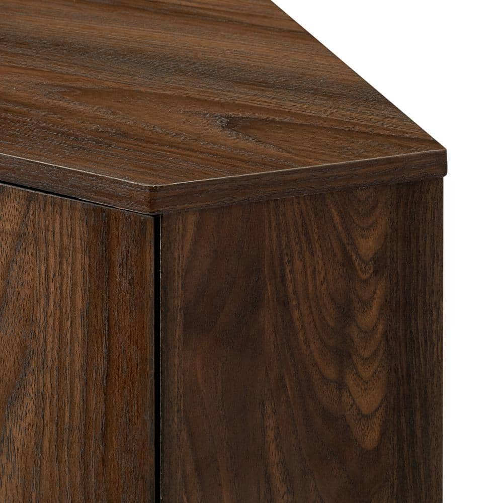 Dark Walnut 2-Door Corner Accent Cabinet with Adjustable Shelving