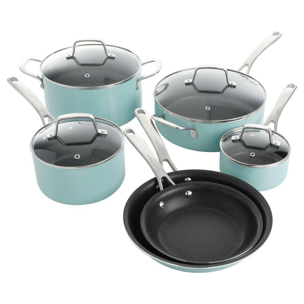 Martha Blue 10-Piece Nonstick Aluminum Enamel Cookware Set