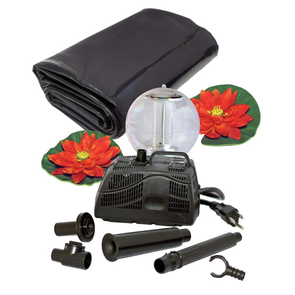 270 Gallon Black Pond Kit with Solar Light and Fountain