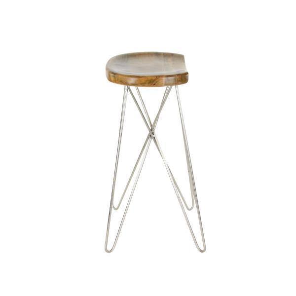 Adjustable Saddle-Style 30" Bar Stool in Brown Wood and Acrylic
