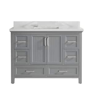 48 in. W x 22 in. D x 35 in. H Single Sink Bath Vanity in Gray with White Ceramic Top